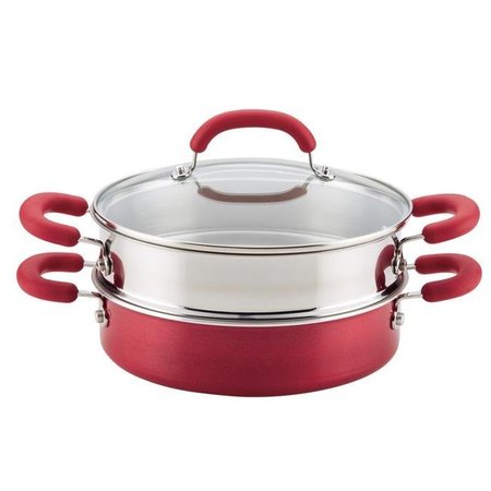 RACHAEL RAY Rachael Ray 12158 3 qt. Create Delicious Aluminum Nonstick Steam Set - Red Shimmer 12158